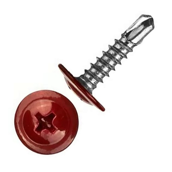 Саморез с прессшайбой сверло винно-красный 4,2х16 RAL3005